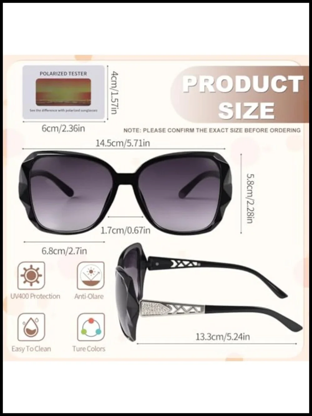 4 Pack Oversized Square Sunglasses for Women UV400 Protection